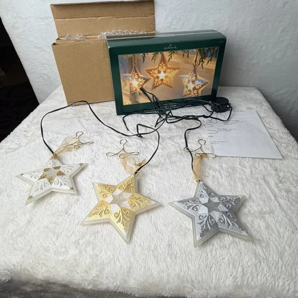 Hallmark Illuminations Starlight Starbright Set Of 3 In Box & Power Box Pack EUC